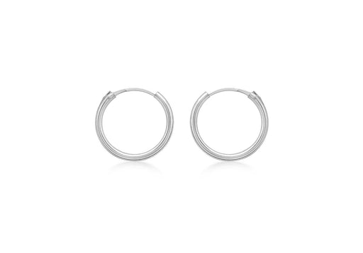 9ct White Gold 13mm Sleeper Hoop Earrings