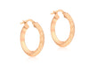9ct Rose Gold 21mm Diamond Cut Sqaure Tube Creole Earrings
