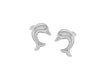 9ct White Gold 8mm x 9mm Dolphin Stud Earrings