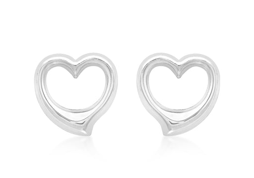 9ct White Gold Heart Stud Earrings