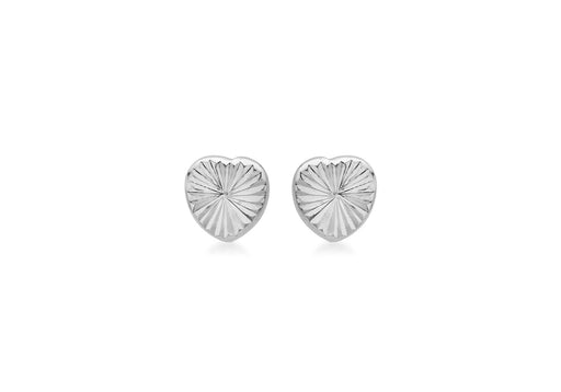 9ct White Gold 6mm x 6mm Diamond Cut Heart Stud Earrings