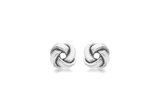 9ct White Gold 10mm Knot Stud Earrings