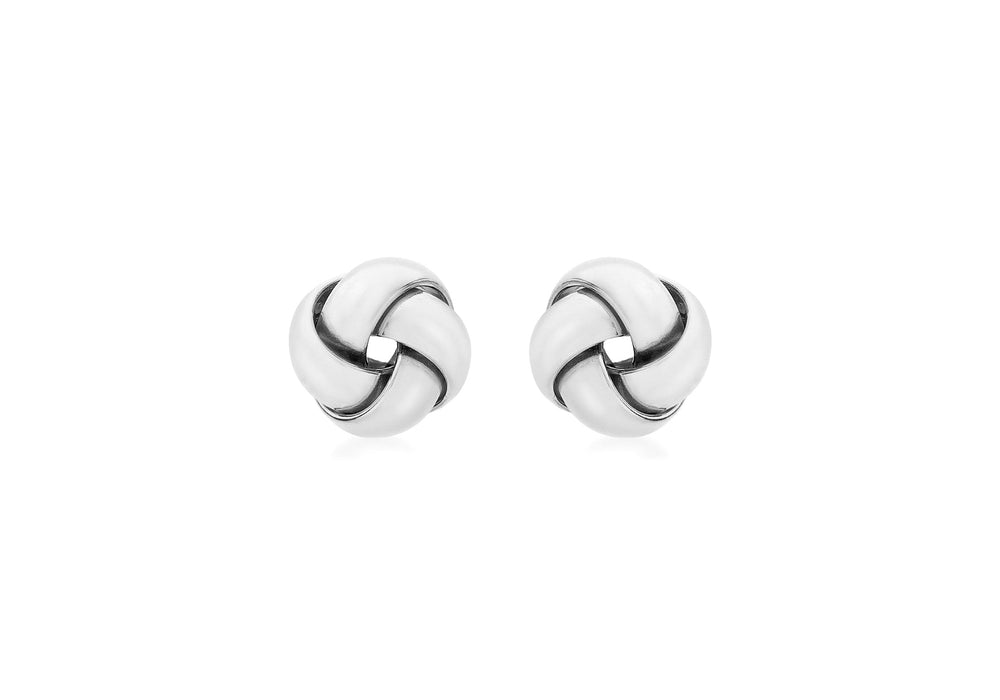 9ct White Gold 9mm Knot Stud Earrings