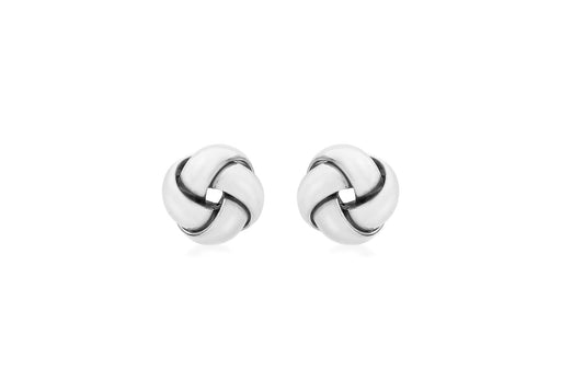 9ct White Gold 9mm Knot Stud Earrings