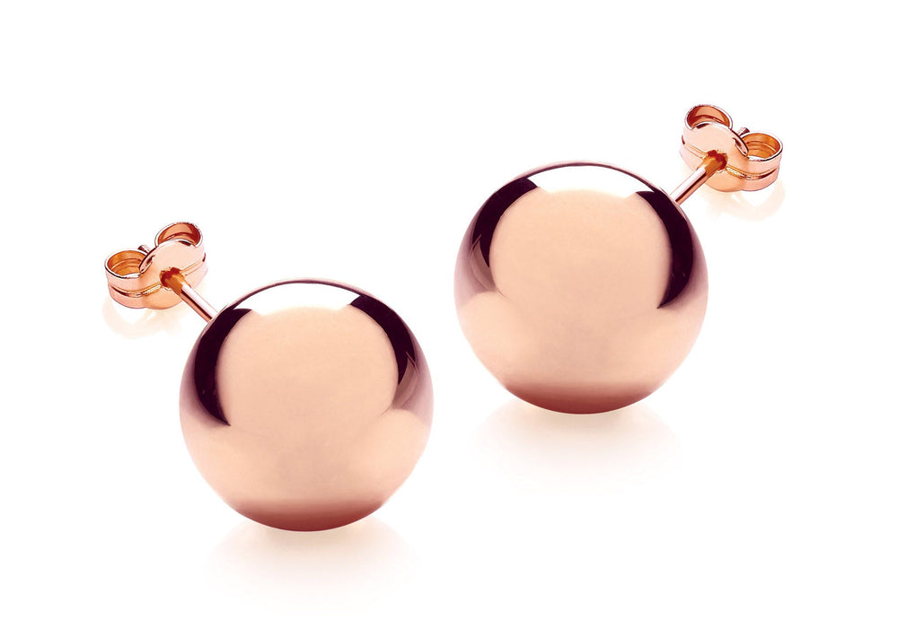 9ct Rose Gold 12mm Ball Stud Earrings