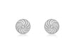 9ct White Gold 8mm Swirl Detail Dome Stud Earrings