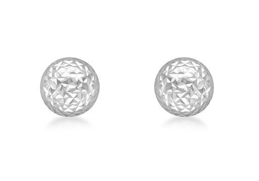 9ct White Gold 8mm Diamond Cut Dome Stud Earrings