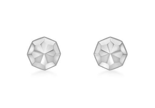 9ct White Gold Diamond Cut 7mm Otagonal Stud Earrings