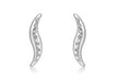 9ct White Gold 4mm x 16mm Diamond Cut Slim Wave Stud Earrings