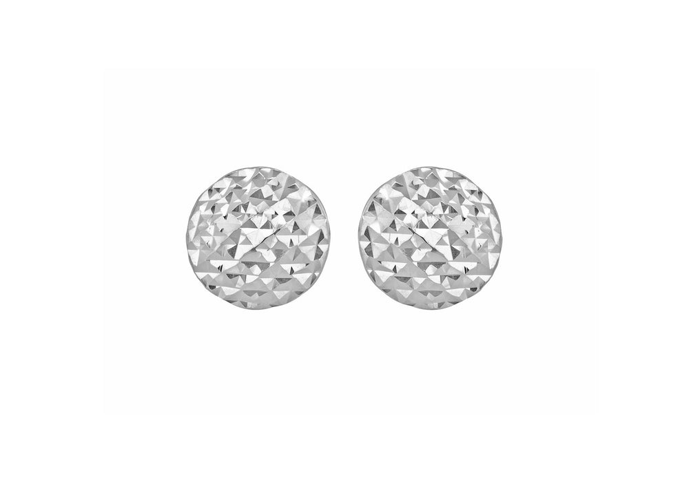 9ct White Gold Diamond Cut Pyramid Button Stud Earrings