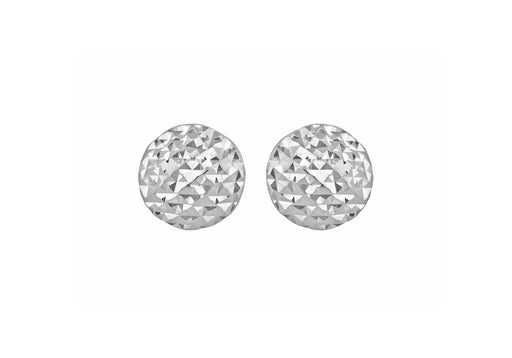 9ct White Gold Diamond Cut Pyramid Button Stud Earrings