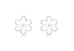 9ct White Gold Pink and White Enamel Flower Stud Earrings