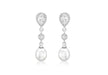 9ct White Gold Zirconia  Cluster and Pearl Drop Earrings