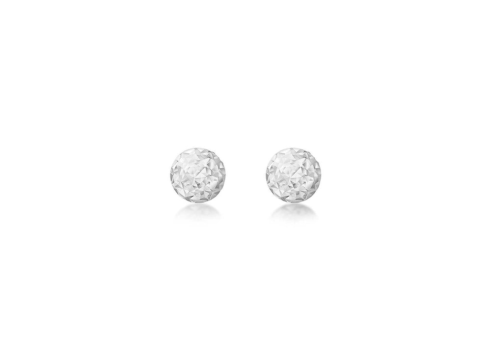 9ct White Gold 5mm Diamond Cut Ball Stud Earrings