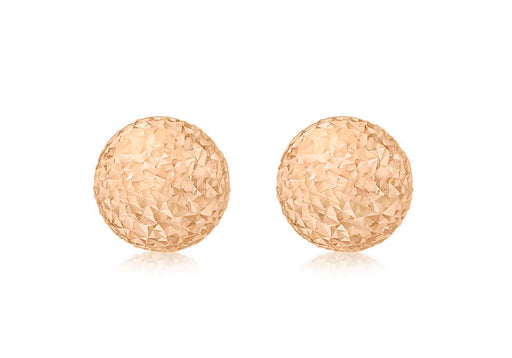 9ct Rose Gold 10mm Diamond Cut Ball Stud Earrings