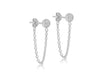 9ct White Gold 6mm Diamond Cut Ball & Chain Drop Earrings