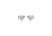 9ct White Gold Diamond Cut 7.7mm x 5.9mm Heart Stud Earrings