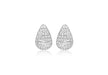 9ct White Gold Diamond Cut 10.4mm x 15.8mm urved Teardrop Stud Earrings