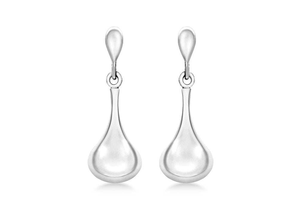 9ct White Gold Bell Drop Earrings