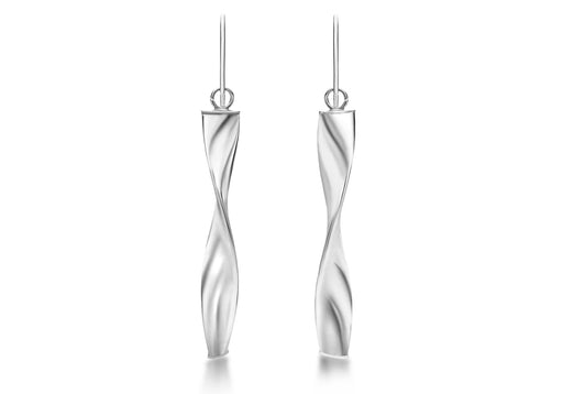 9ct White Gold 6mm x 43mm Twist Drop Earrings