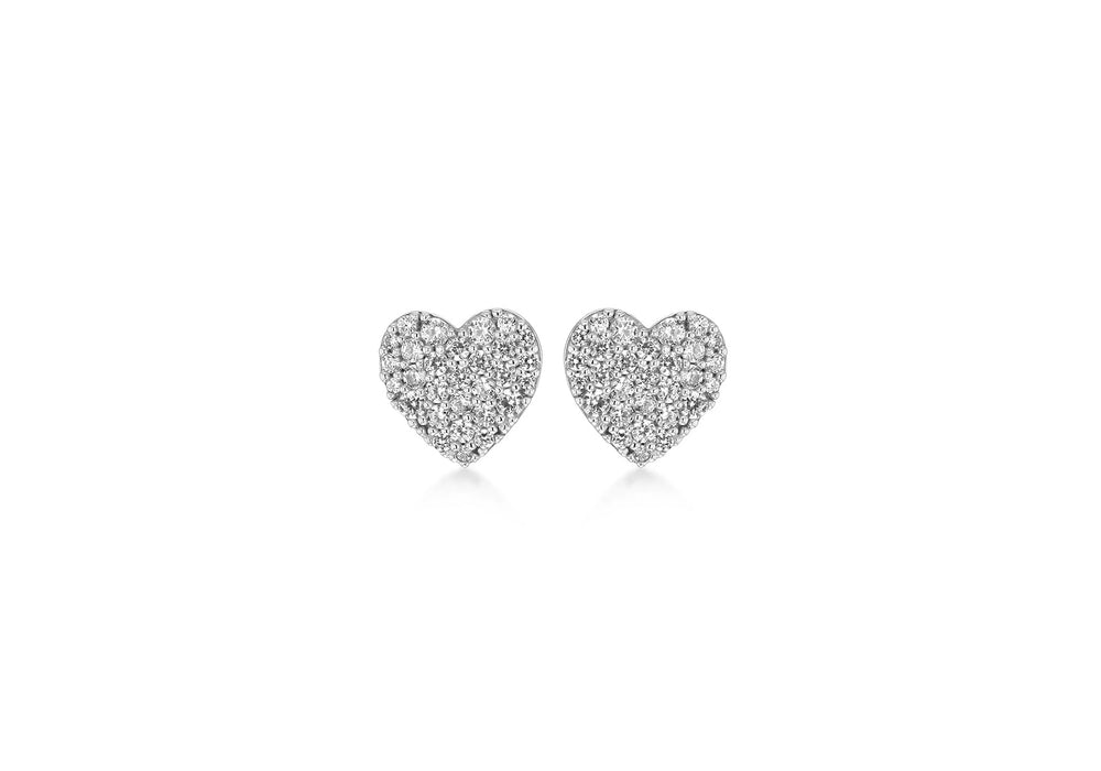 9ct White Gold Zirconia  10mm x 9mm Heart Stud Earrings