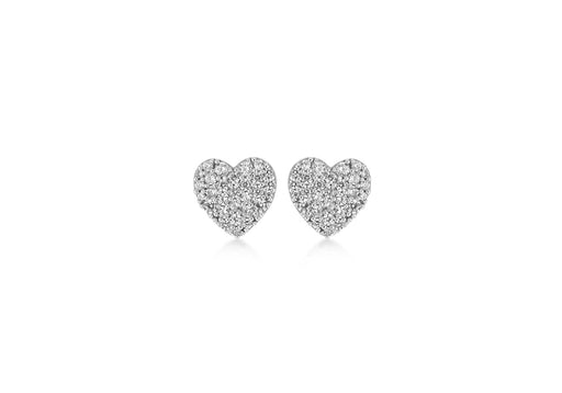 9ct White Gold Zirconia  10mm x 9mm Heart Stud Earrings