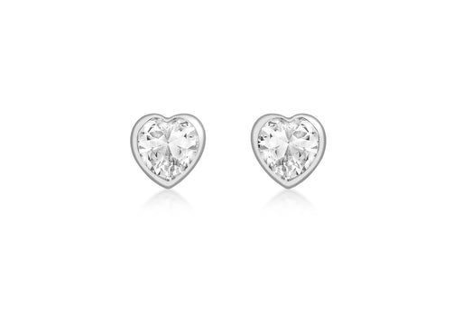 9ct White Gold Zirconia  5mm x 5mm Heart Stud Earrings