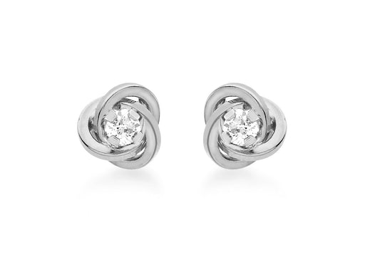 9ct White Gold Zirconia  7mm Knot Stud Earrings