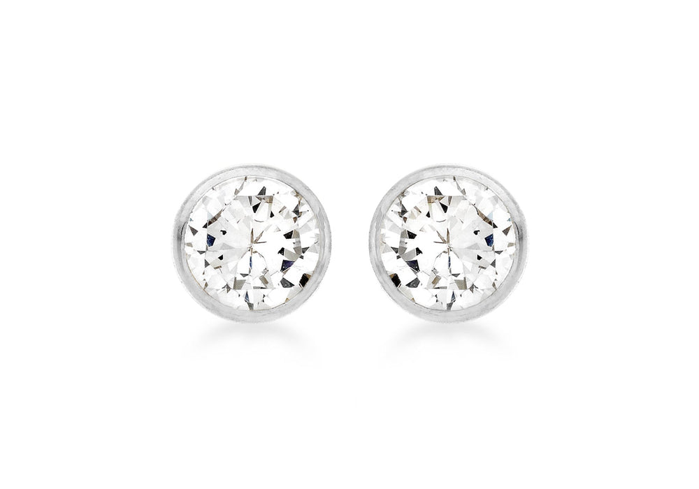 9ct White Gold 5mm Round Zirconia  Stud Earrings