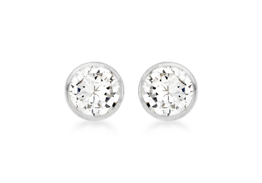 9ct White Gold 5mm Round Zirconia  Stud Earrings