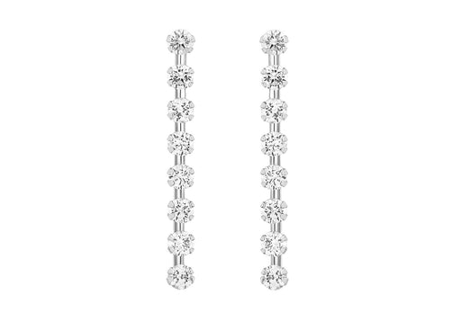 9ct White Gold 3mm Round Zirconia  Drop Earrings