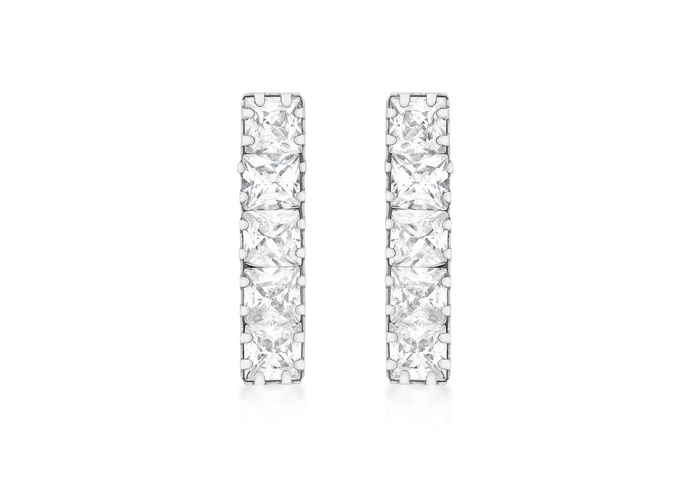 9ct White Gold Zirconia  Drop Earrings