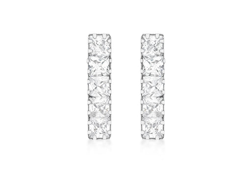 9ct White Gold Zirconia  Drop Earrings