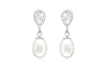 9ct White Gold Pearl and Zirconia  Teardrop Earrings