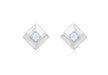 9ct White Gold Blue Topaz Square Stud Earrings