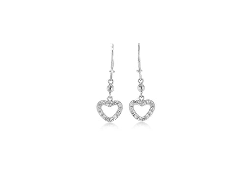 9ct White Gold Zirconia  Heart Drop Earrings