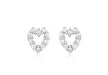 9ct White Gold Zirconia  Heart Stud Earrings