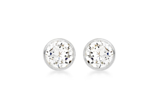 9ct White Gold 4mm Zirconia  Round Stud Earrings