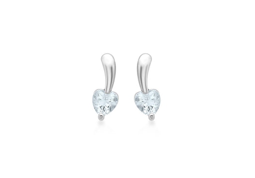 9ct White Gold Aquamarine Heart Drop Earrings