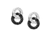 9ct White Gold 0.40t Black and White Diamond Double Hoop Stud Earrings