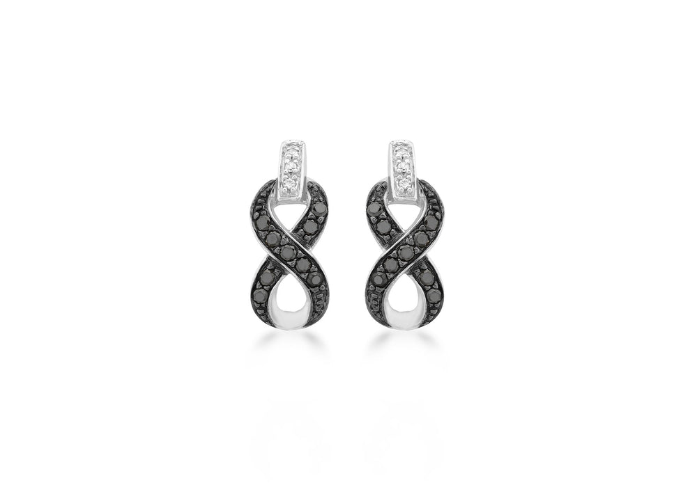 9ct White Gold 0.30t Black and White Diamond Figure 8 Stud Earrings