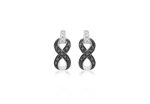 9ct White Gold 0.30t Black and White Diamond Figure 8 Stud Earrings