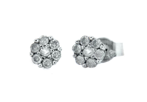 9ct White Gold 0.15t Diamond Cluster 4mm Stud Earrings