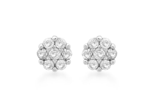 9ct White Gold 0.20t Diamond Cluster 5mm Stud Earrings