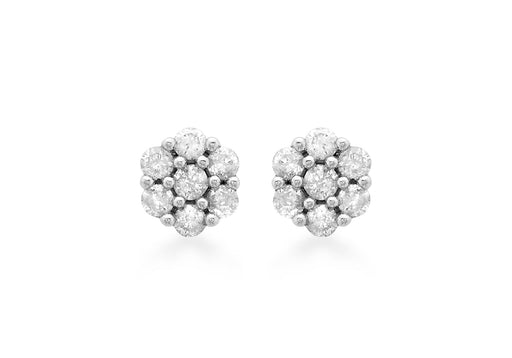 9ct White Gold 0.25t Diamond Cluster 5mm Stud Earrings