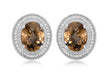 9ct White Gold 0.20t Diamond and Oval Smokey Quartz Stud Earrings