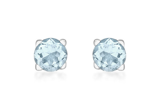 9ct White Gold 1.00t Aquamarine 5mm Round Stud Earrings