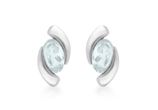 9ct White Gold Aquamarine Stud Earrings