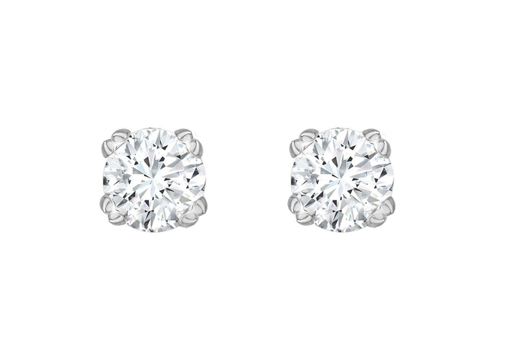 9ct White Gold 0.50ct Solitaire Diamond 4mm Stud Earrings