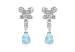 9ct White Gold 0.18ct Diamond Butterfly Blue Topaz Teardrop Earrings